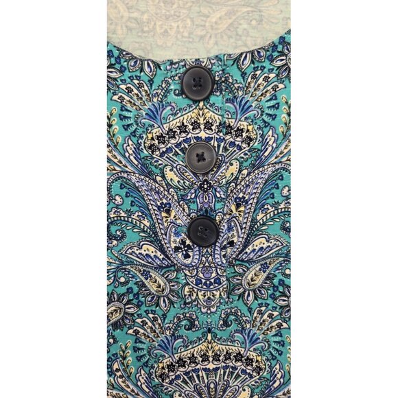 J Jill Fresh Teal Paisley Bottom Back Dress Size Large Viscose - Picture 11 of 16